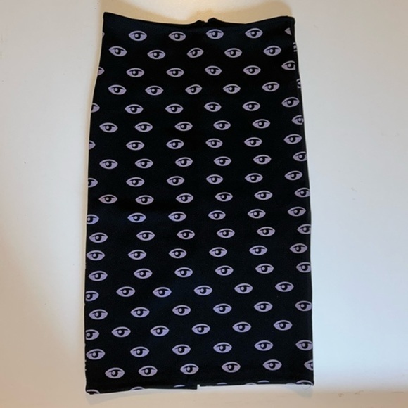 G_NA Funky Evil Eye Print Artsy Bodycon Knee Length Skirt C2 - Picture 1 of 3